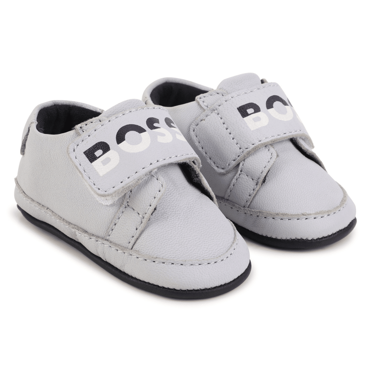 boss pale grey baby slippers front view