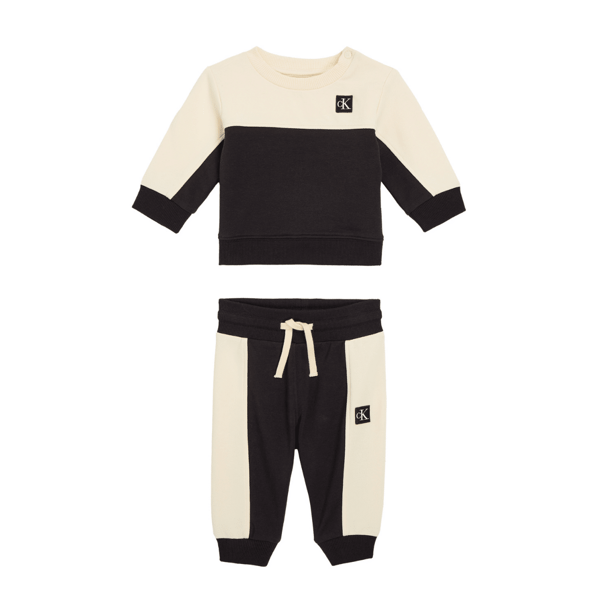calvin klein baby toddler cream and black tracksuit