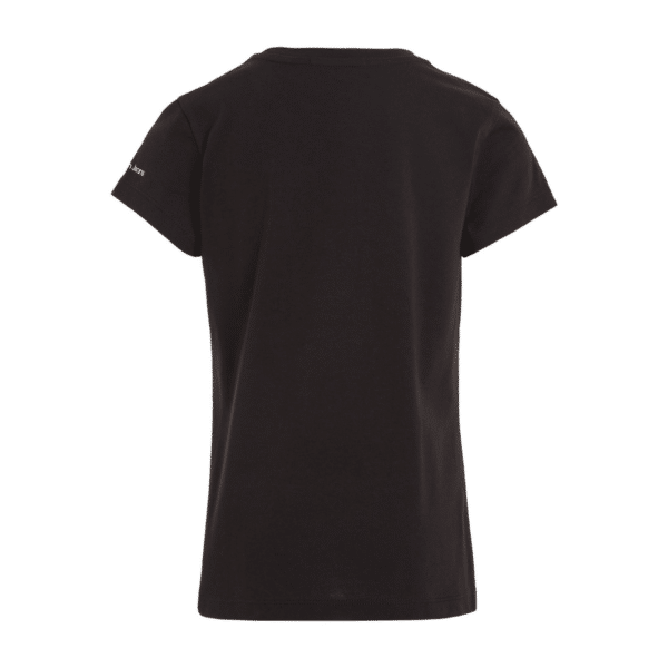 calvin klein girls black tshirt with large metallic CK logo back view