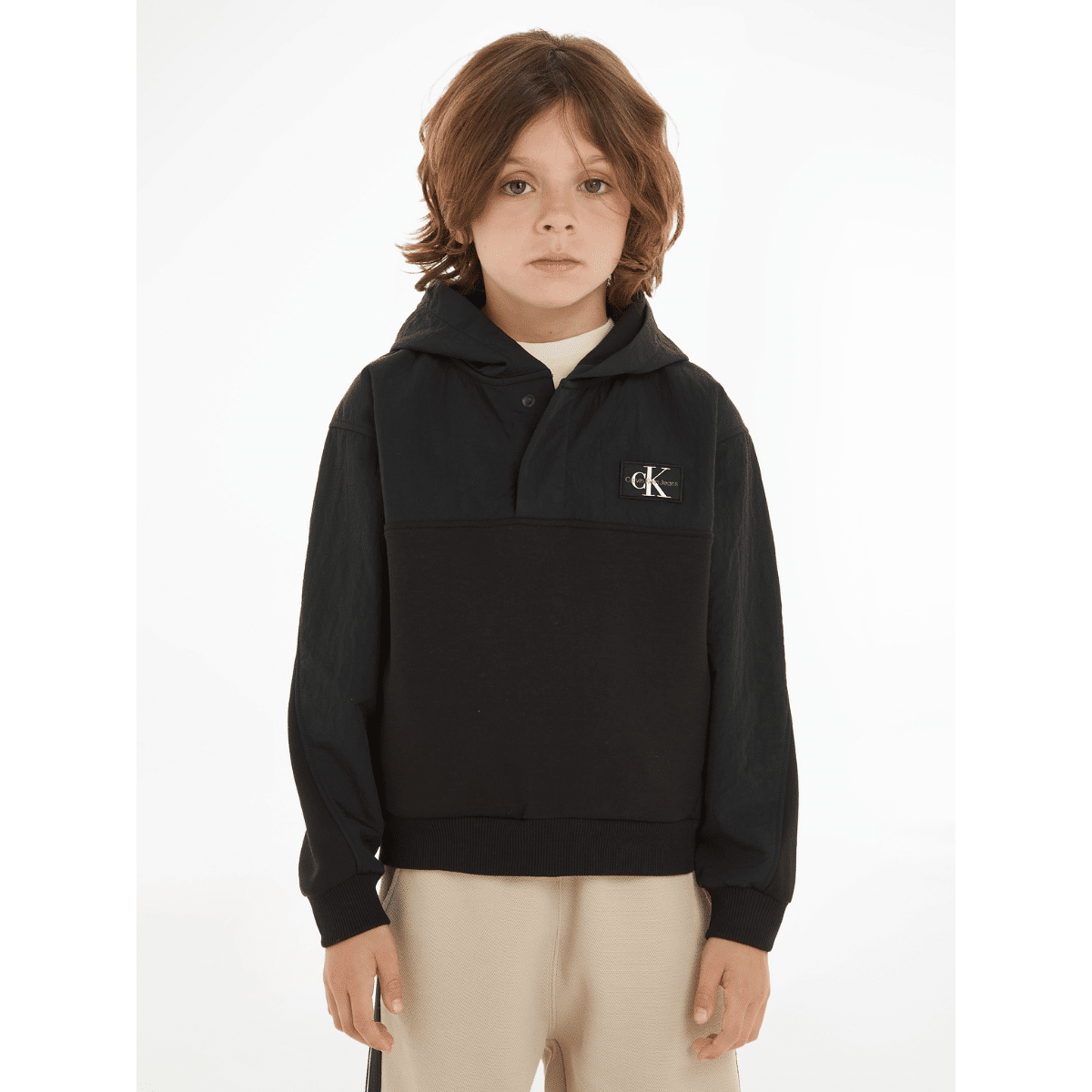 calvin klein unisex childrens black hoodie with white logo