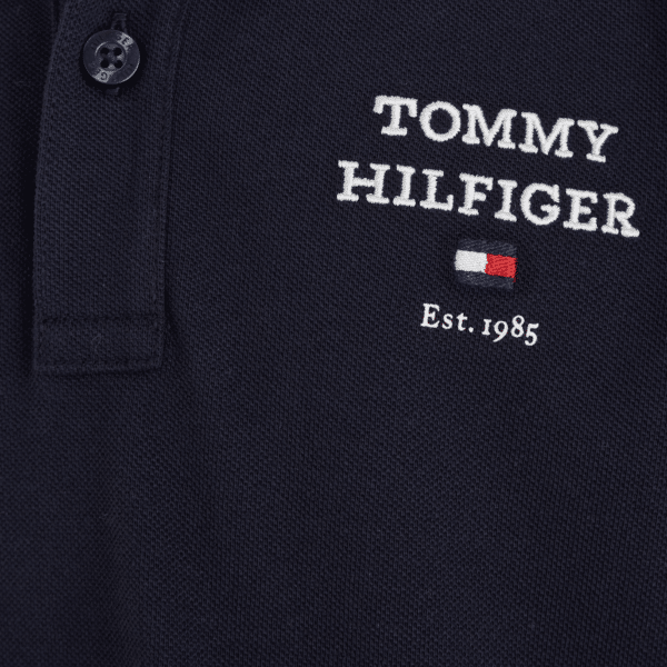Tommy hilfiger boys black polo shirt logo large close up