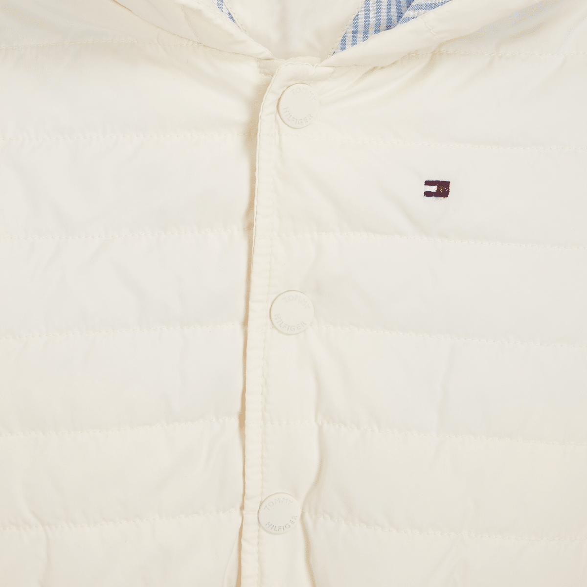 tommy hilfiger baby cream quilted jacket close up