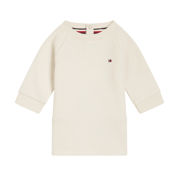 tommy hilfiger baby waffle dress cream front view