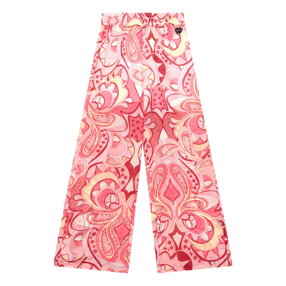 guess girls pink 70s style wide leg trousers