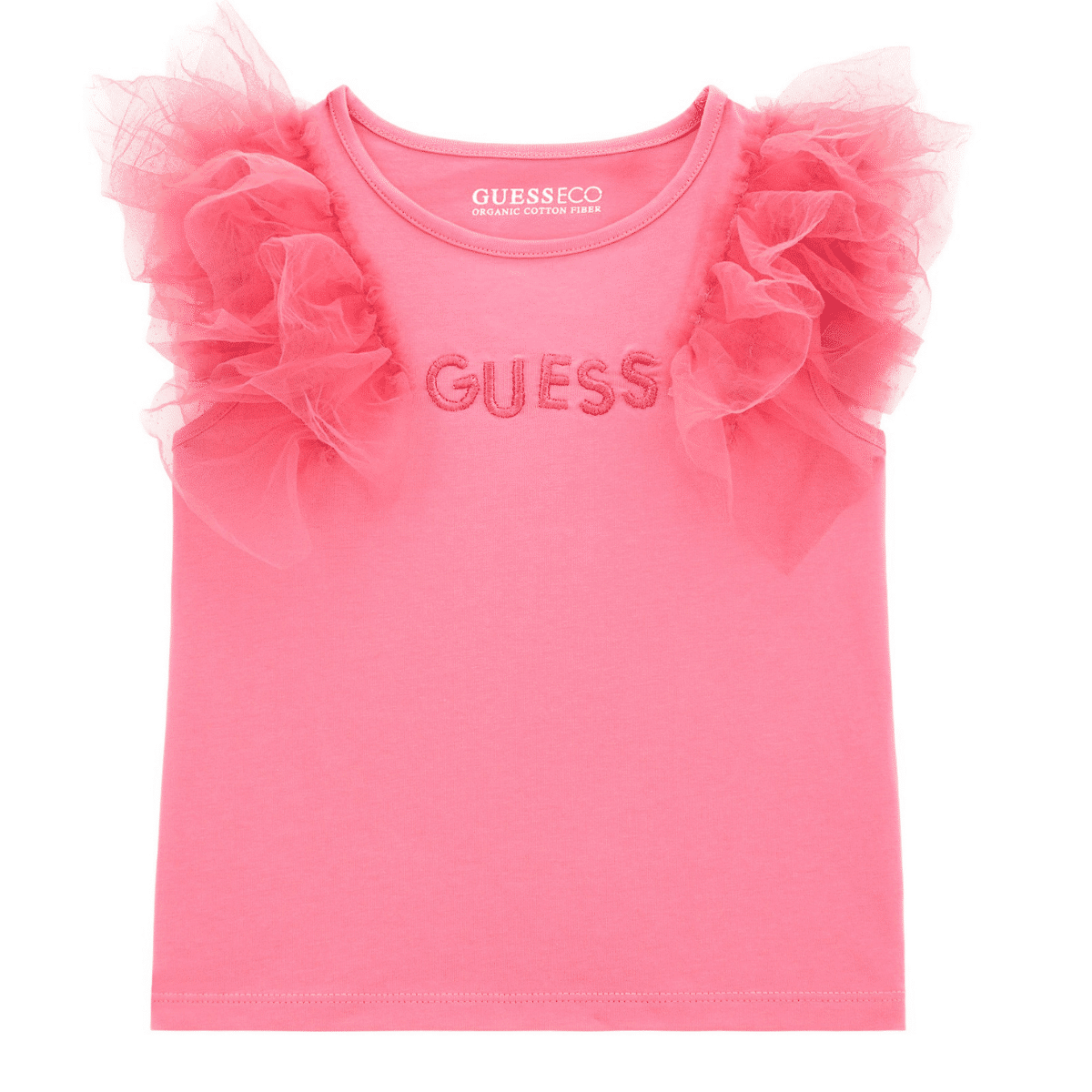 guess girls pink shirt with frilly sleeves