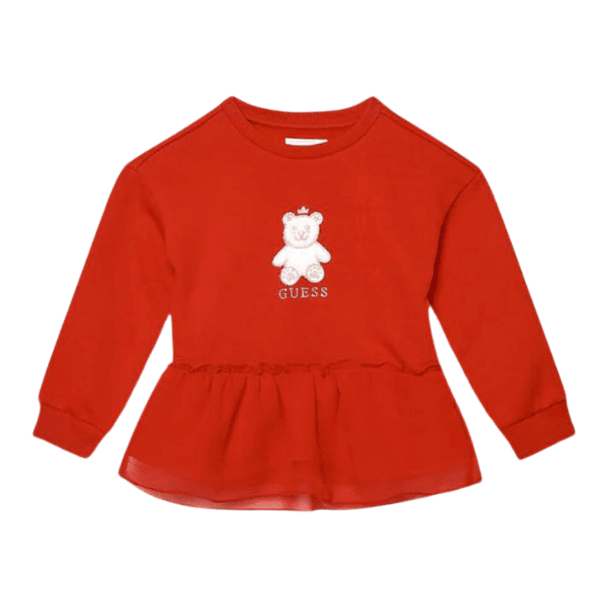 guess girls red active top with teddy bear design