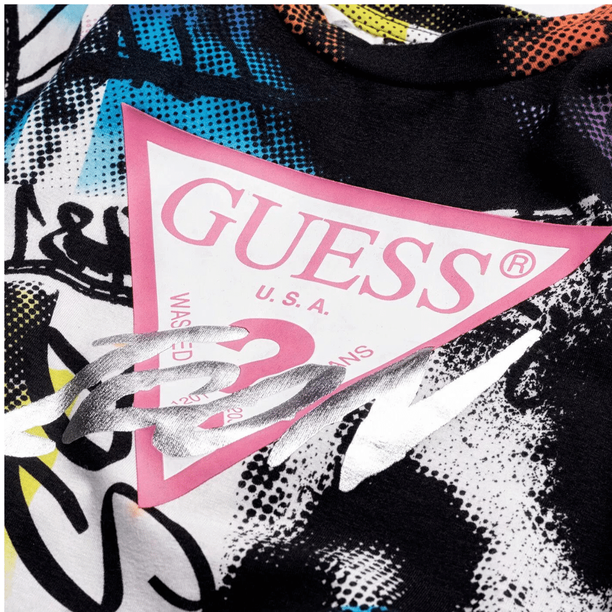 guess girls tshirt with grafitti style close up