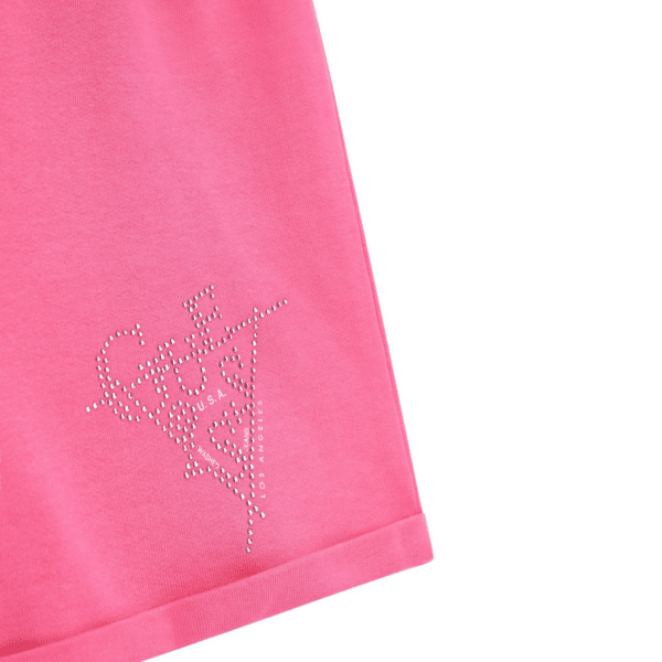 guess girls pink shorts close up of gem logo