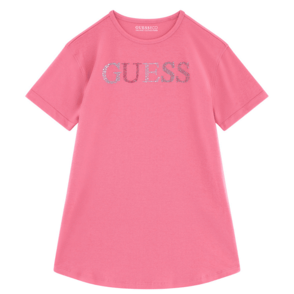 guess girls pink tshirt with sequinned logo