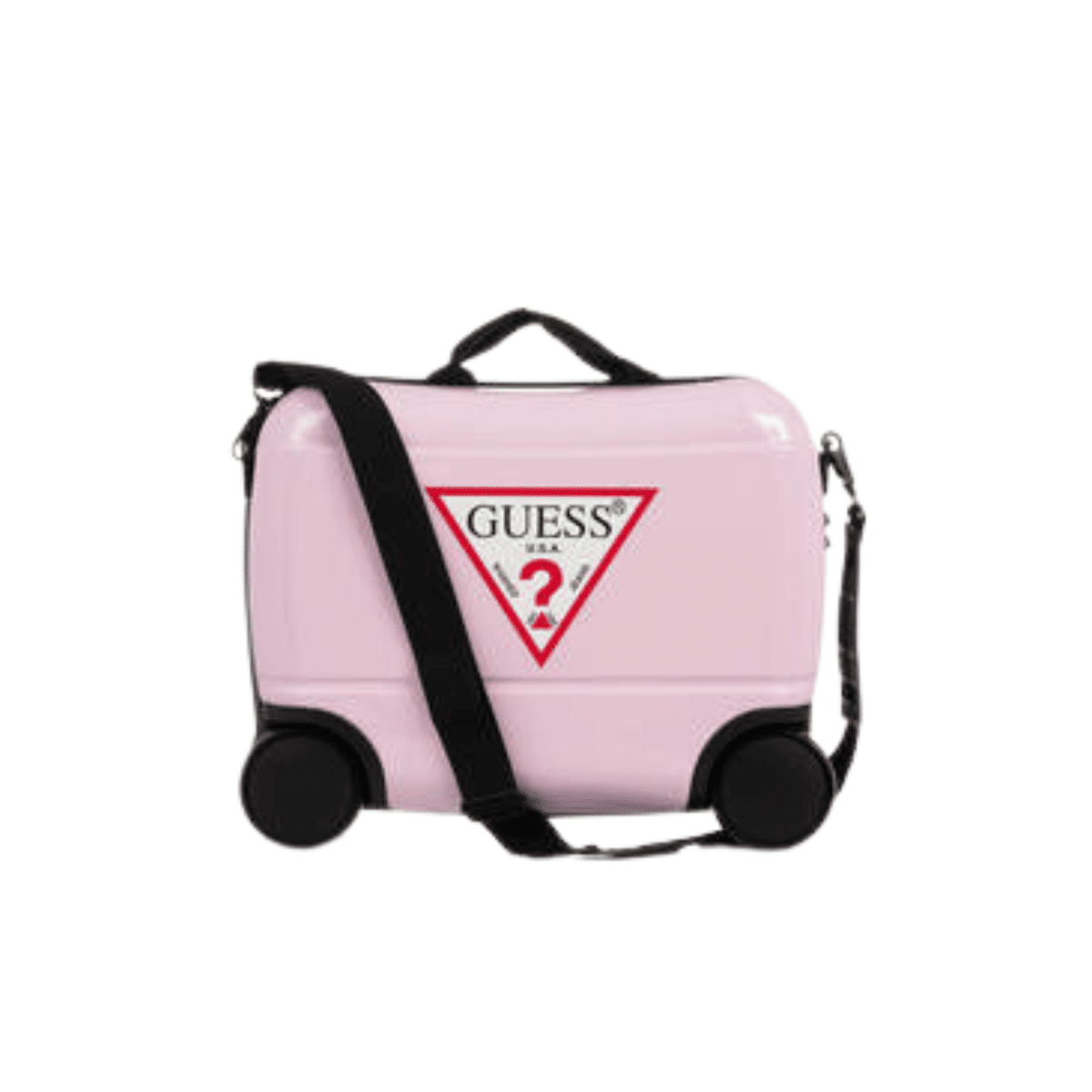 guess kids pink travel ride on suitcase
