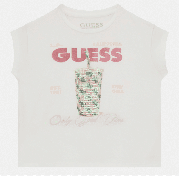 guess girls tshirt with sequinned embellishment